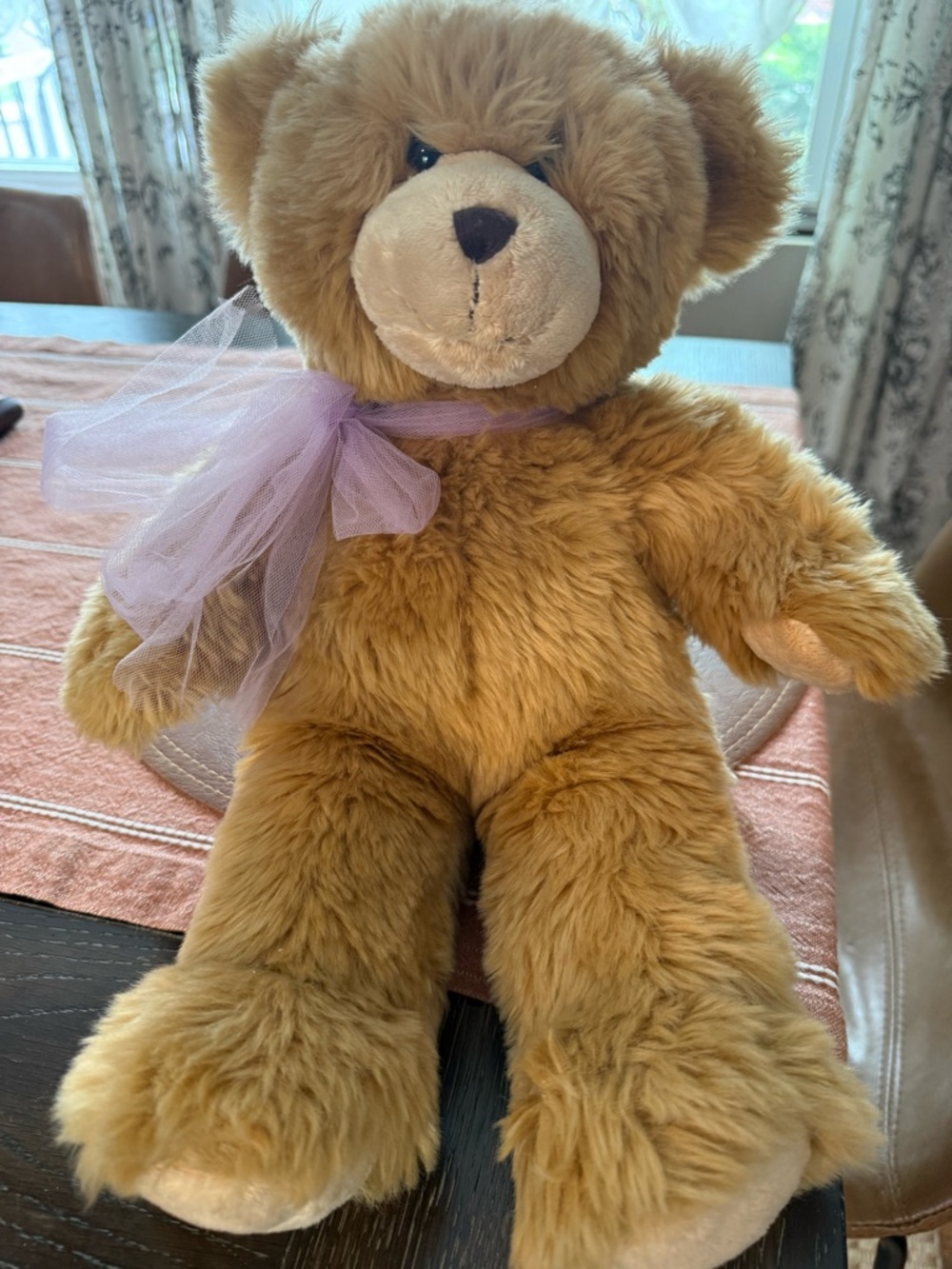 Build-A-Bear Soft Brown Teddy with Lavender Bow